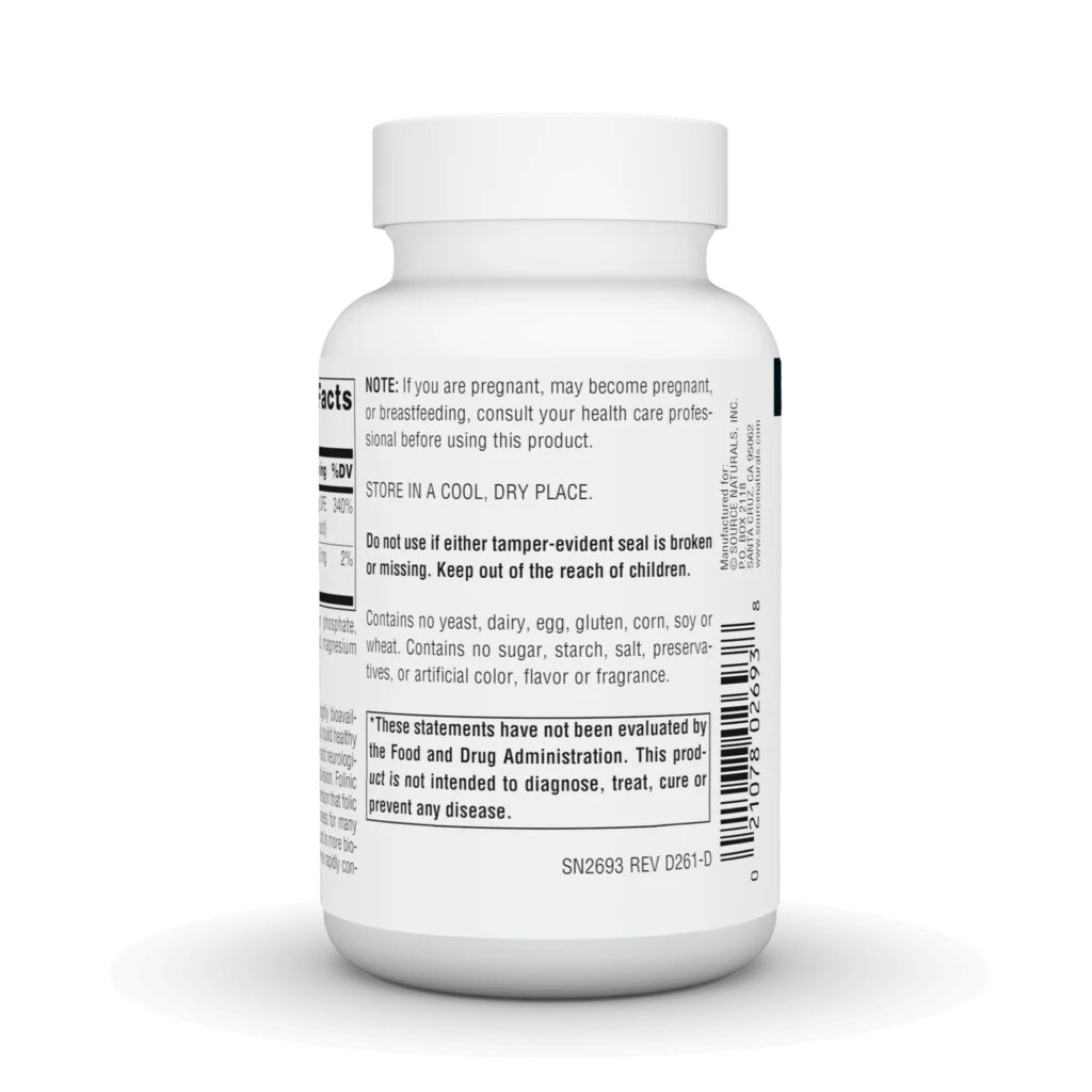 Биоактивная фолиевая кислота Source Naturals MegaFolinic 800 mg, 240 таблеток. Фото 3