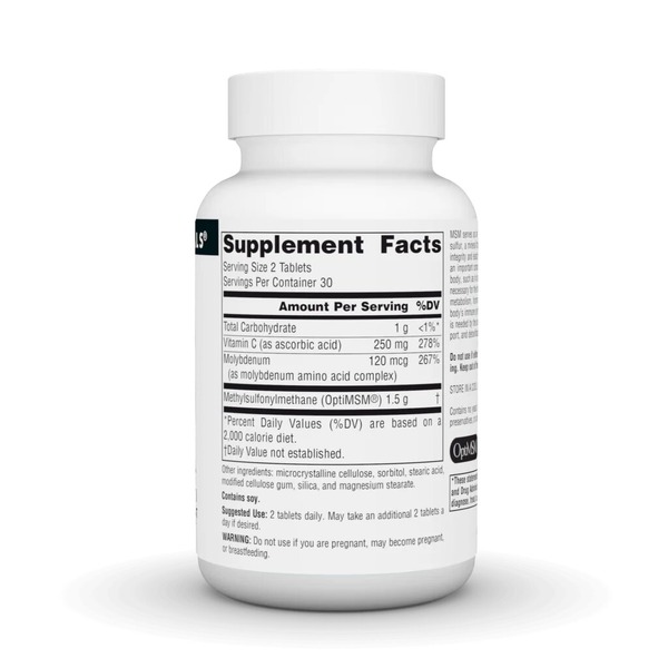 Метилсульфонілметан Source Naturals MSM with Vitamin C 750 mg, 60 таблеток. Фото 2