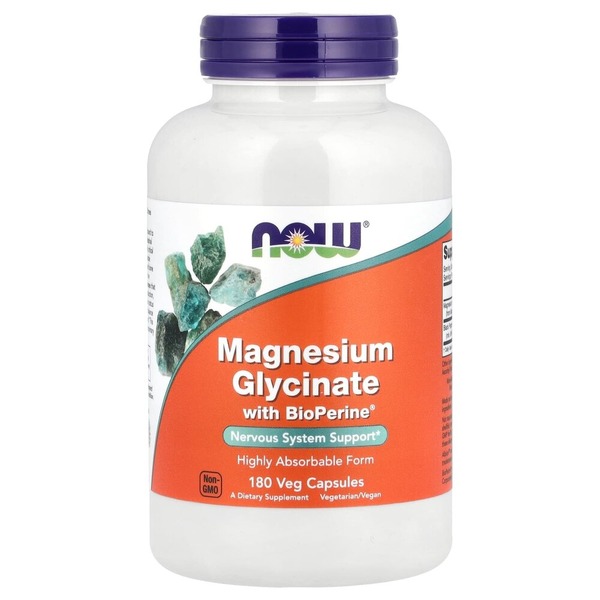 Бисглицинат магния NOW Magnesium Glycinate with BioPerine, 180 вегакапсул