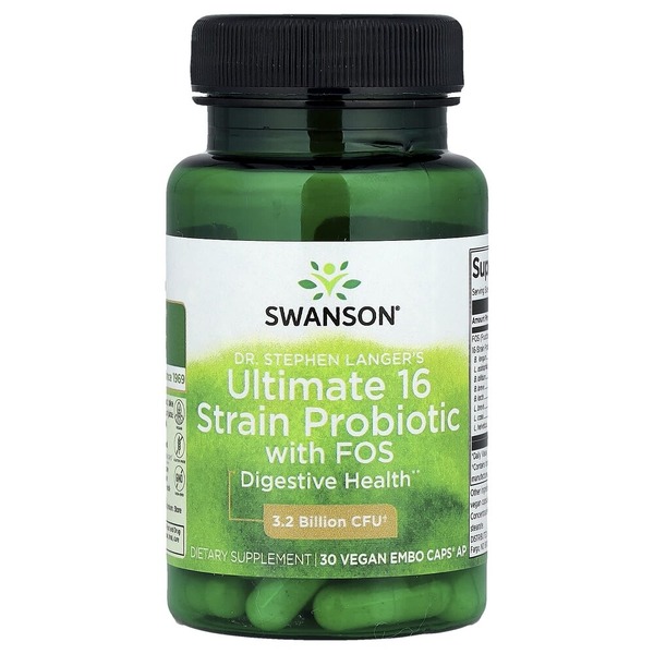 Пробіотики Swanson Ultimate 16 Strain Probiotic with FOS, 30 вегакапсул