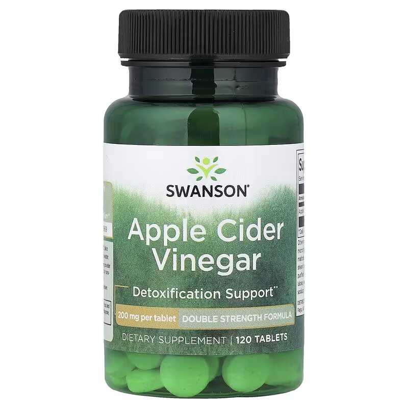 Яблочный уксус Swanson Apple Cider Vinegar 200 mg Double Strength, 120 таблеток