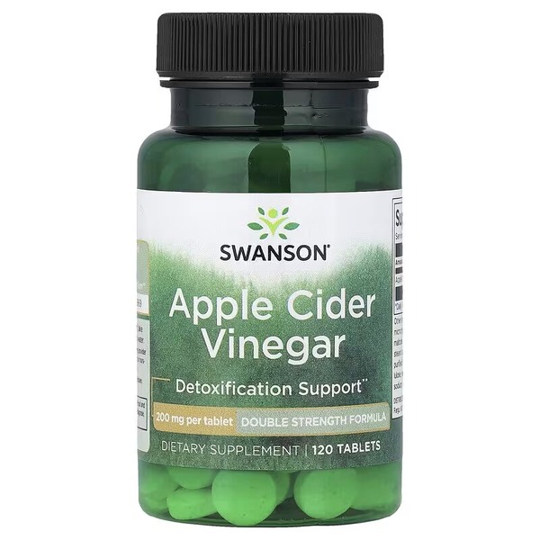 Яблучний оцет Swanson Apple Cider Vinegar 200 mg Double Strength, 120 таблеток