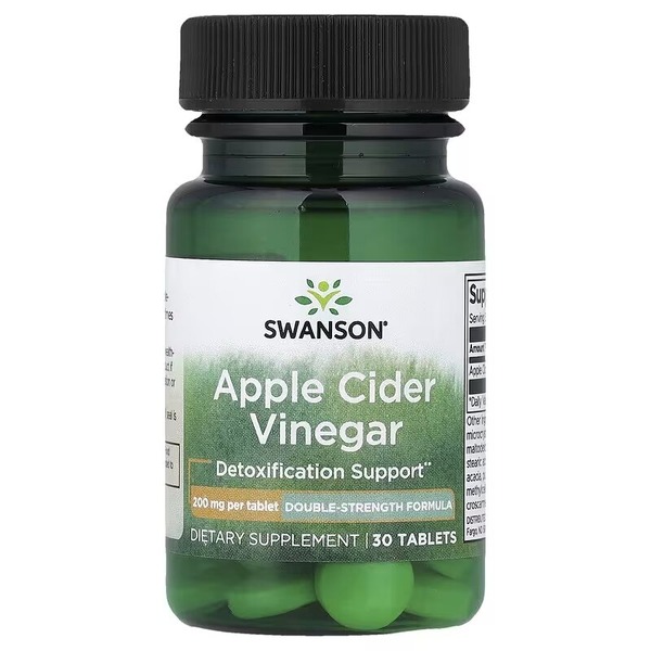 Яблучний оцет Swanson Apple Cider Vinegar 200 mg Double Strength, 30 таблеток