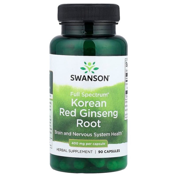 Корінь корейського червоного женьшеню Swanson Korean Red Ginseng Root 400 mg Full Spectrum, 90 капсул