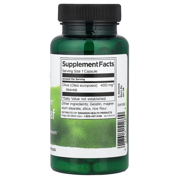 Листья оливы Swanson Olive Leaf Extract 400 mg Full Spectrum, 60 капсул. Фото 2