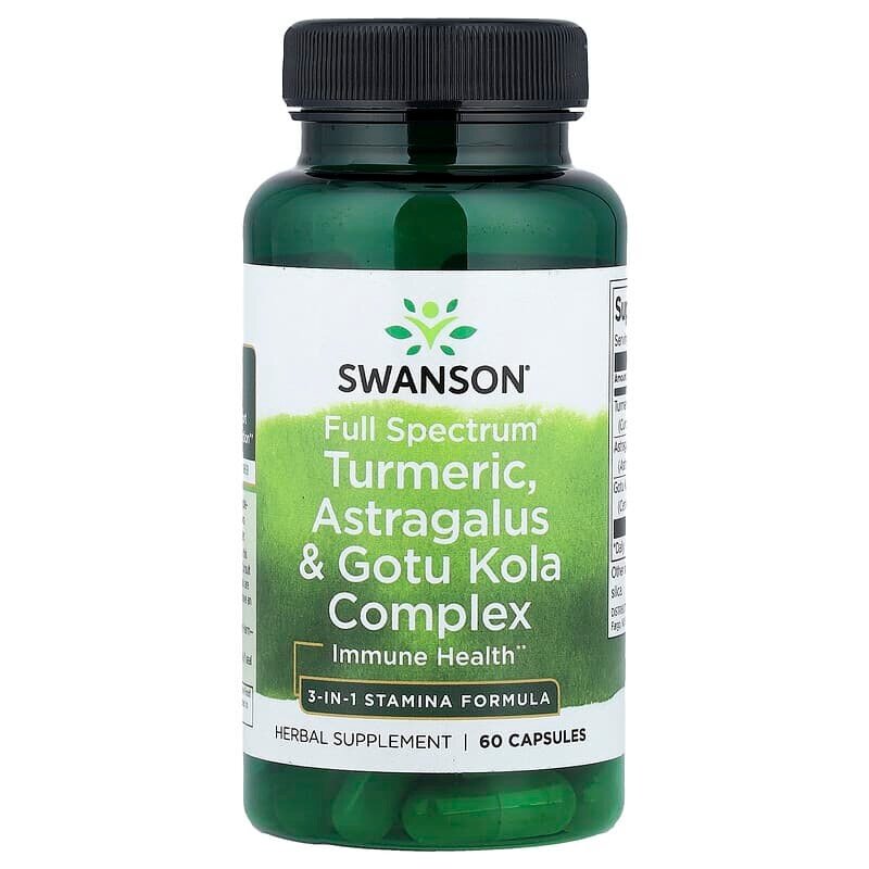 Травяной комплекс Swanson Turmeric, Astragalus & Gotu Kola Full Spectrum, 60 капсул