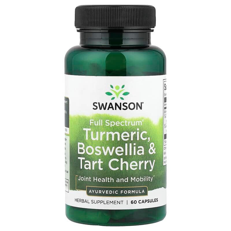 Трав’яний комплекс Swanson Turmeric, Boswellia & Tart Cherry Full Spectrum, 60 капсул