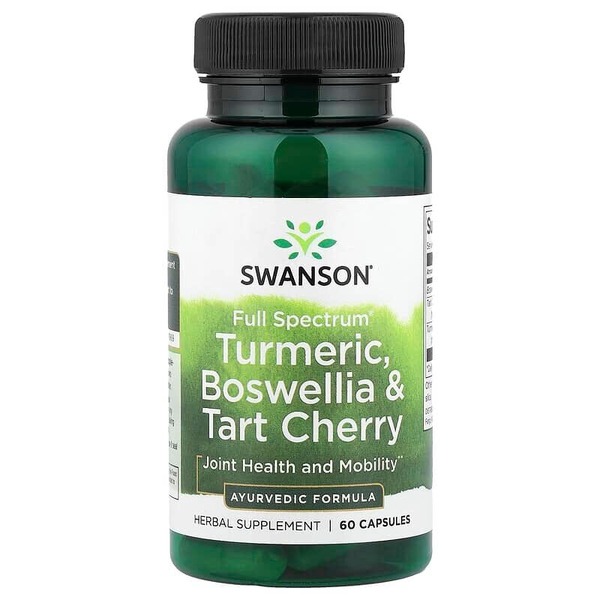 Трав’яний комплекс Swanson Turmeric, Boswellia & Tart Cherry Full Spectrum, 60 капсул