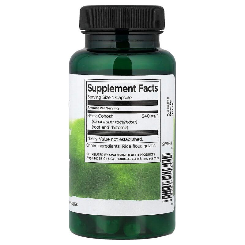 Циміцифуга Swanson Black Cohosh 540 mg Full Spectrum, 60 капсул. Фото 2