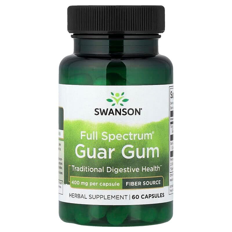 Гуаровая камедь Swanson Guar Gum 400 mg Full Spectrum, 60 капсул