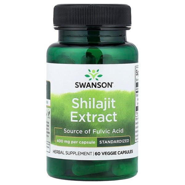 Екстракт шиладжиту Swanson Shilajit Extract 400 mg Standardized, 60 вегакапсул
