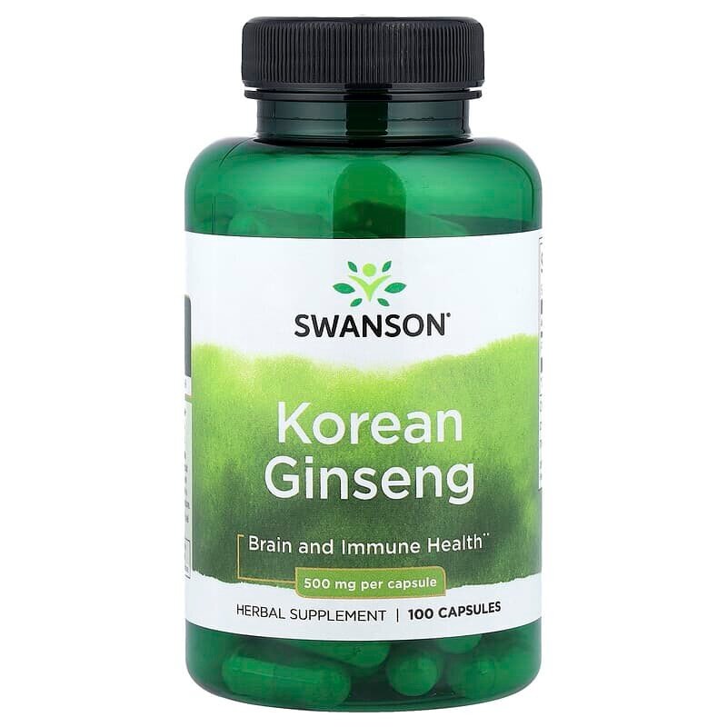 Корейский женьшень Swanson Korean Ginseng 500 mg, 100 капсул