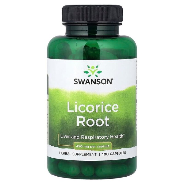 Корінь солодки Swanson Licorice Root 450 mg, 100 капсул