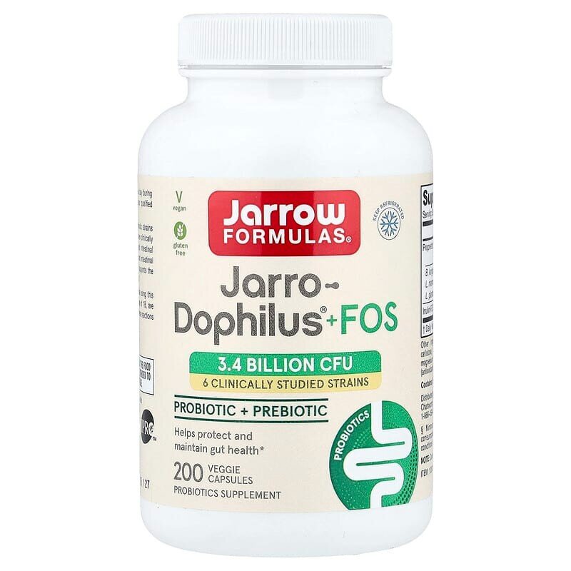 Пробіотики Jarrow Formulas Vegan Jarro-Dophilus Plus FOS, 200 вегакапсул