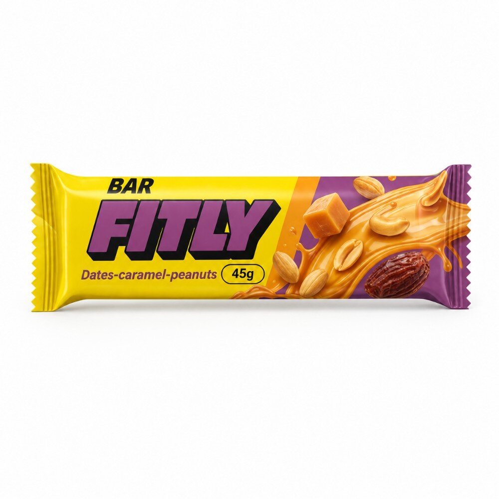 Углеводный батончик Fitly Bar No Added Sugar, 45 грамм. Фото 3