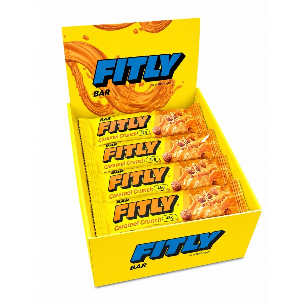 Блок углеводных батончиков Fitly Bar No Added Sugar, 12*45 грамм. Фото 2