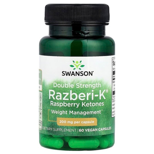 Кетони малини Swanson Razberi-K 200 mg, 60 вегакапсул