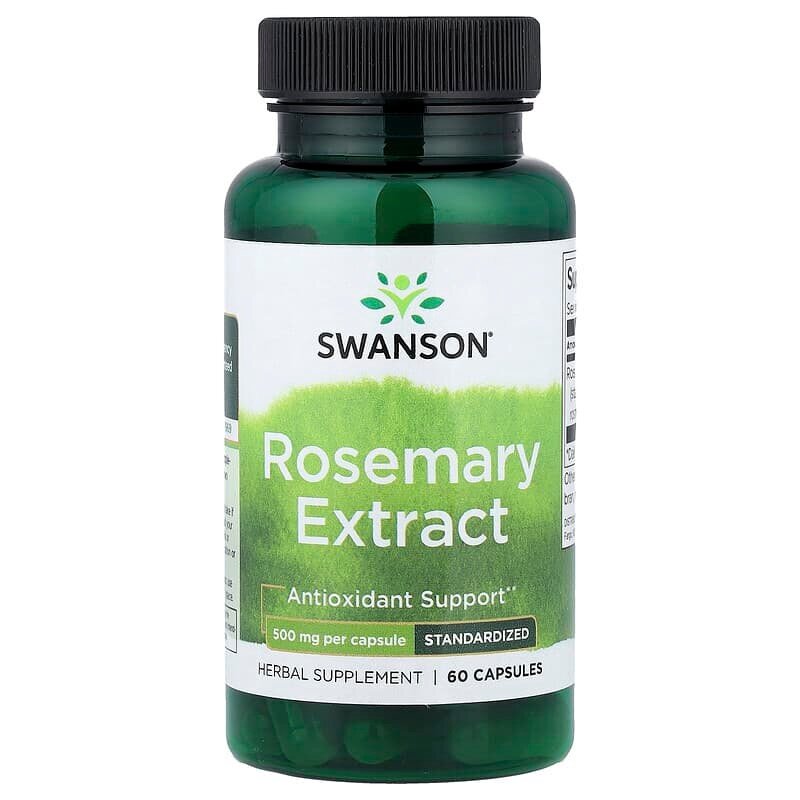 Стандартизированный экстракт розмарина Swanson Rosemary Extract 500 mg, 60 капсул