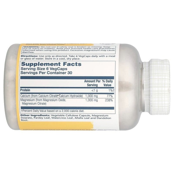 Кальций и магний цитрат Solaray Cal-Mag Citrate 1:1 Ratio, 180 вегакапсул. Фото 2