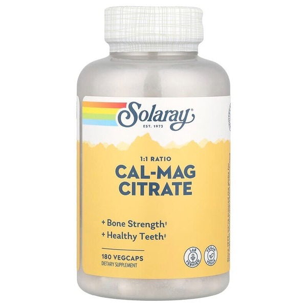Кальций и магний цитрат Solaray Cal-Mag Citrate 1:1 Ratio, 180 вегакапсул