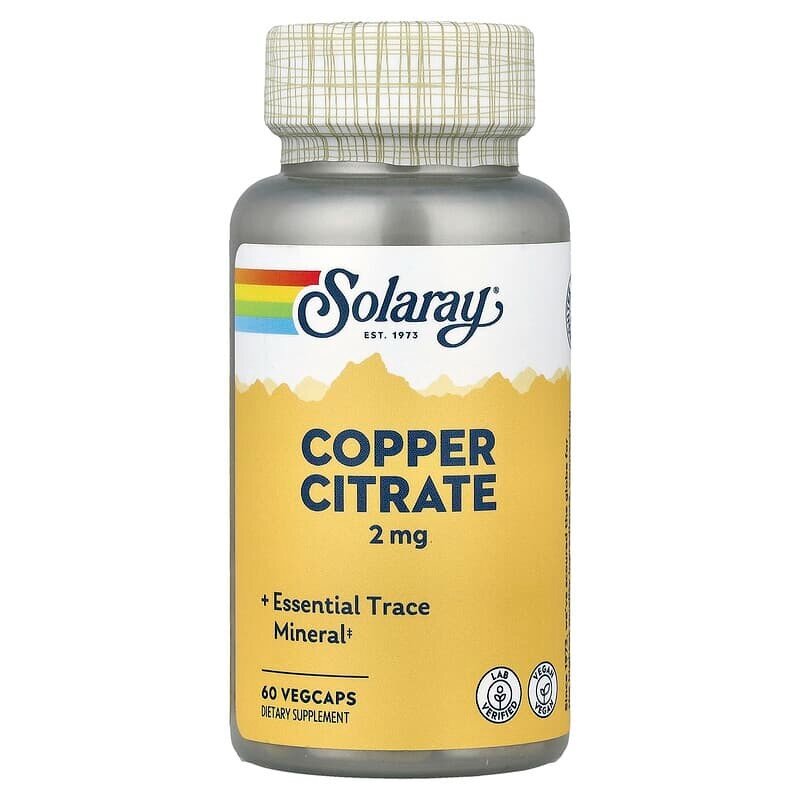 Цитрат меди Solaray Copper Citrate 2 mg, 60 вегакапсул