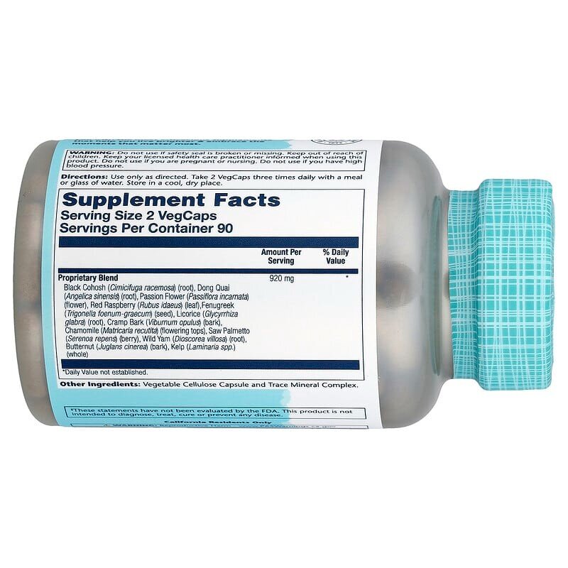 Женский растительный комплекс Solaray Female Hormone Blend Sp-7c, 180 вегакапсул. Фото 2
