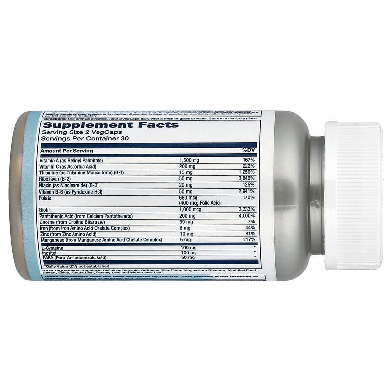 Комплекс для волос Solaray Hair Nutrients, 60 вегакапсул. Фото 2