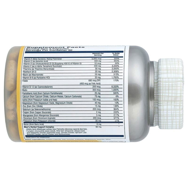 Мужской комплекс Solaray Men's Golden Multivitamin, 90 капсул. Фото 2