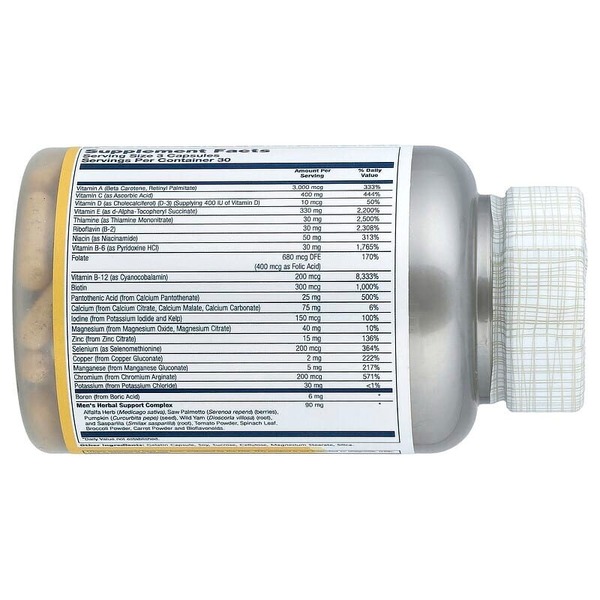 Мужской комплекс Solaray Men's Golden Multivitamin, 90 капсул. Фото 2