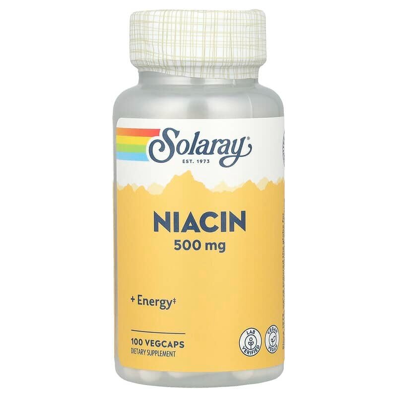 Витамин B3 Solaray Niacin 500 mg, 100 вегакапсул