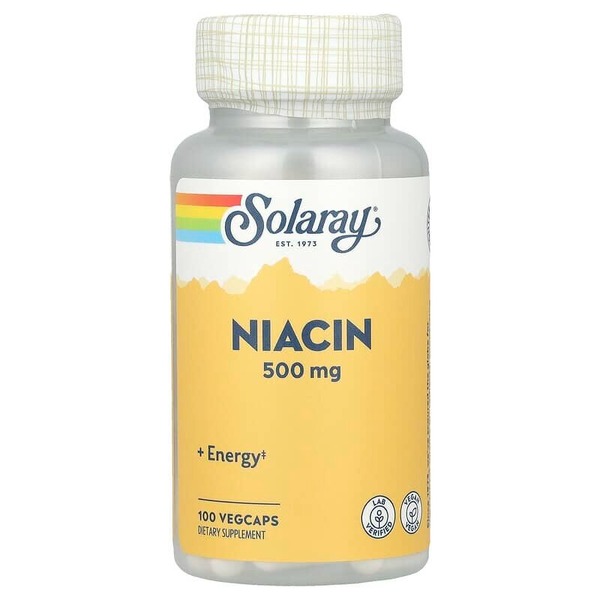 Витамин B3 Solaray Niacin 500 mg, 100 вегакапсул