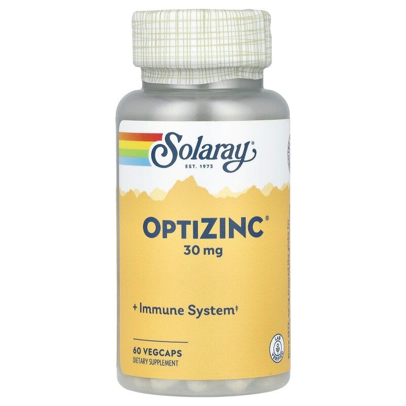 Цинк Solaray OptiZinc 30 mg, 60 вегакапсул
