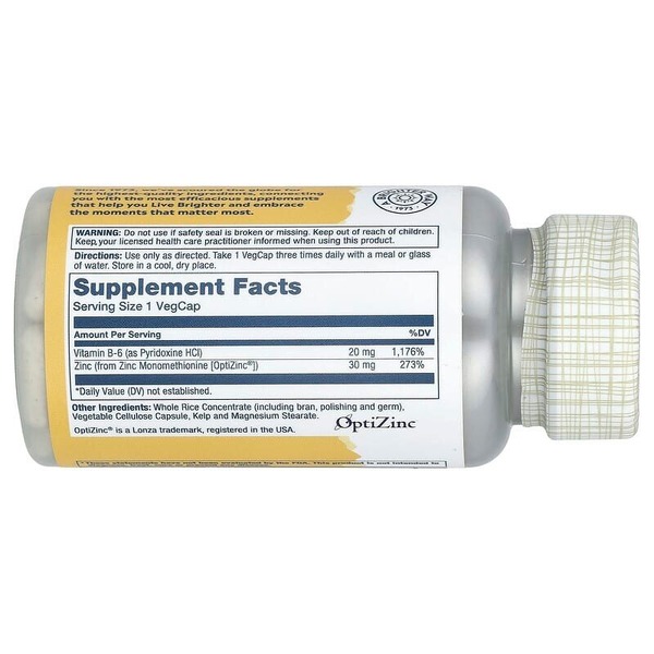 Цинк Solaray OptiZinc 30 mg, 60 вегакапсул. Фото 2