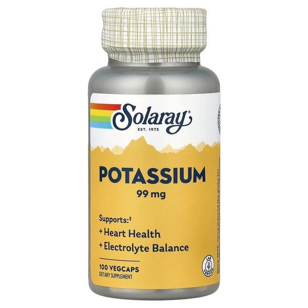 Калий Solaray Potassium 99 mg, 100 вегакапсул