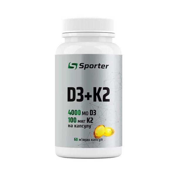 Витамин D3 и K2 Sporter D3 + K2, 60 капсул