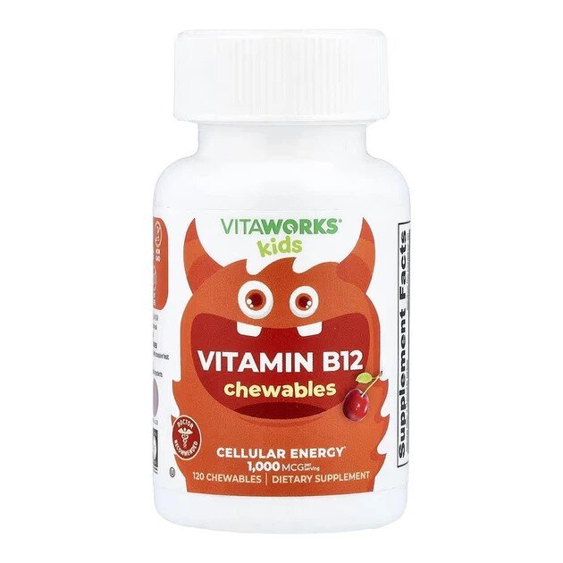 Детский витамин VitaWorks Vitamin B12 Chewables, 120 жевательных таблеток