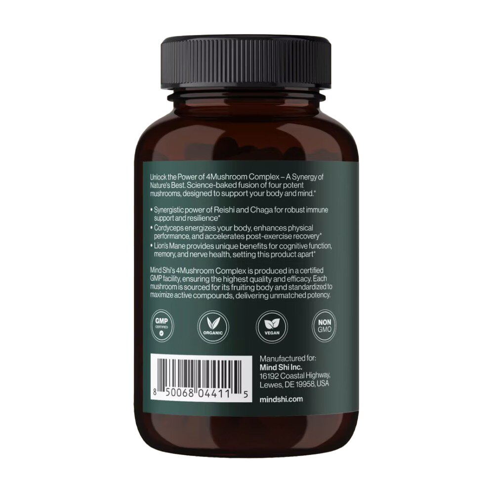 Комплекс 4 грибів Mind Shi 4 Mushroom Complex 1000 mg, 60 капсул. Фото 3