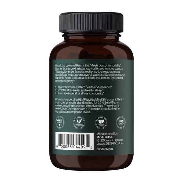 Гриб рейши Mind Shi Reishi Mushroom 1000 mg, 60 вегакапсул. Фото 3