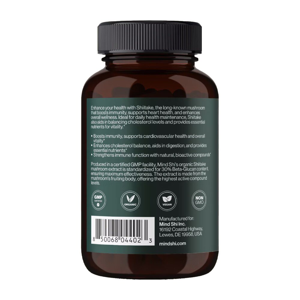 Гриб шиїтаке Mind Shi Shiitake Mushroom 1000 mg, 60 вегакапсул. Фото 3
