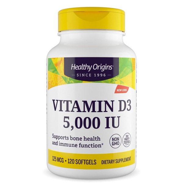 Вітамін D3 з MCT олією Healthy Origins Vitamin D3 5000 IU with MCT Oil, 120 капсул