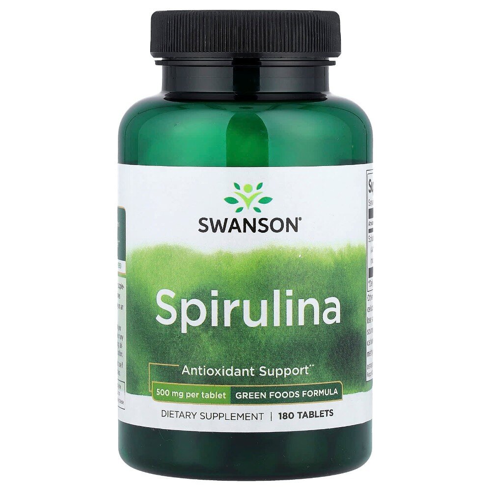 Спирулина Swanson Spirulina 500 mg, 180 таблеток
