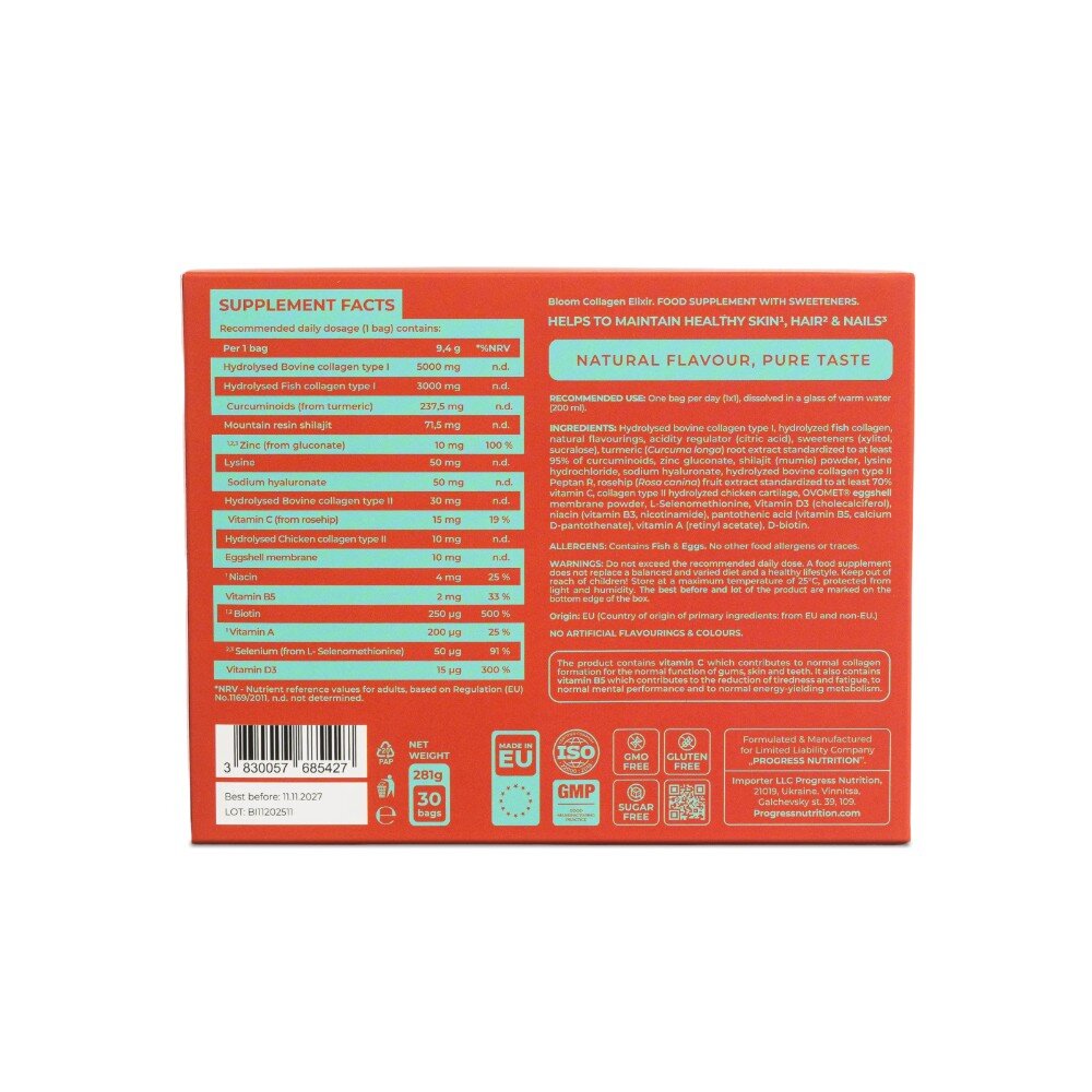 Коллаген Progress Nutrition Bloom Collagen, 30 стиков. Фото 2