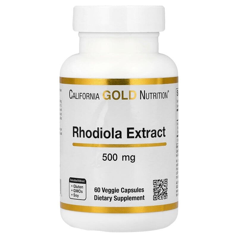 Родиола California Gold Nutrition Rhodiola 500 mg, 60 капсул