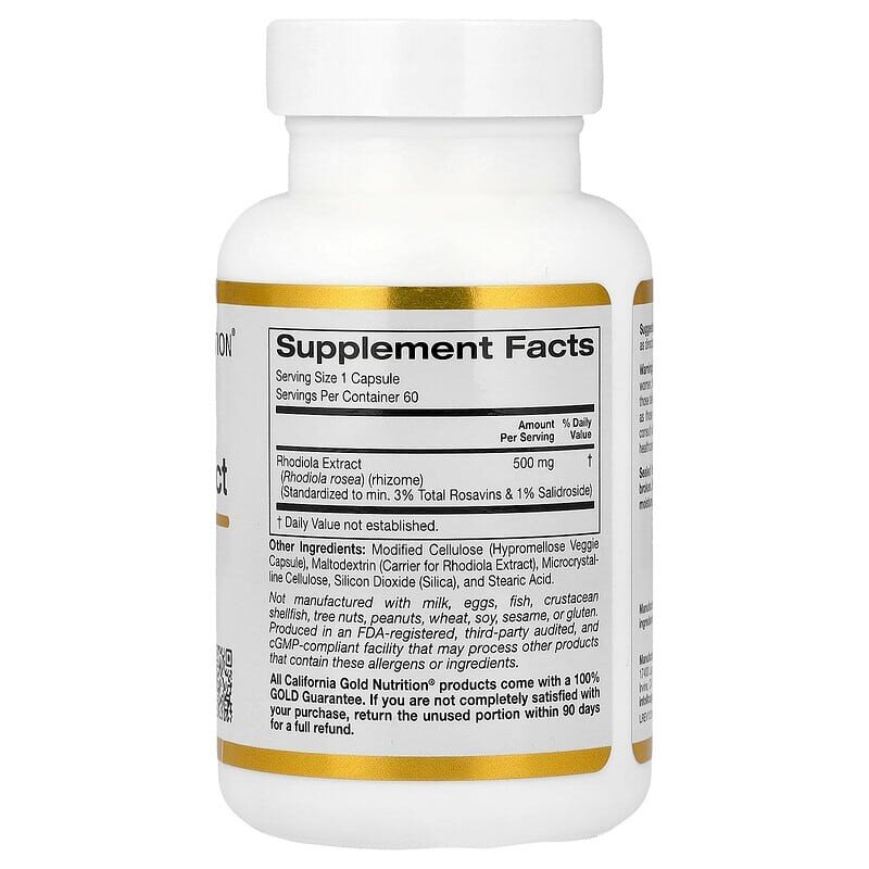 Родиола California Gold Nutrition Rhodiola 500 mg, 60 капсул. Фото 2