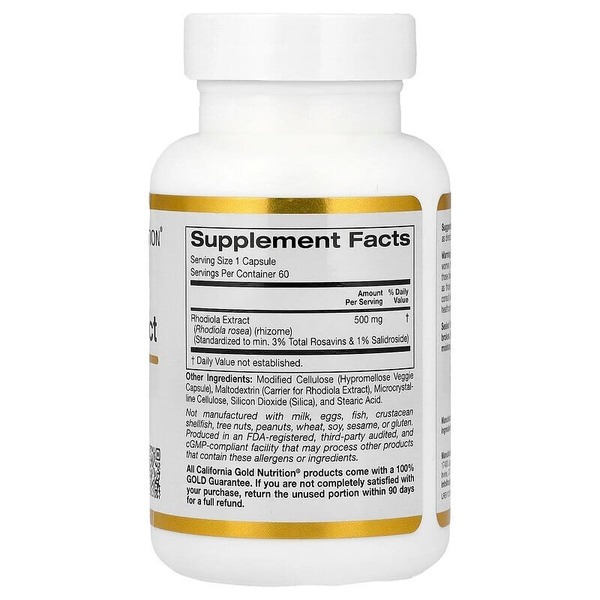 Родиола California Gold Nutrition Rhodiola 500 mg, 60 капсул. Фото 2