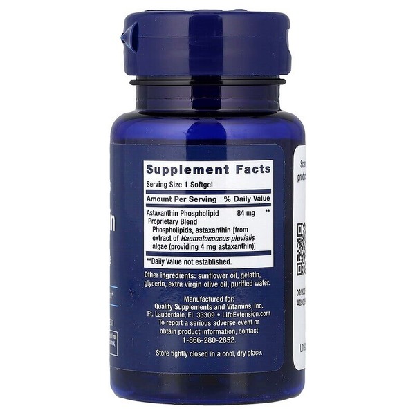 Натуральна добавка Life Extension Astaxanthin 4 mg, 30 капсул. Фото 2