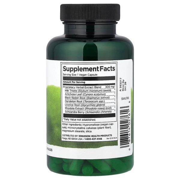 Растительный комплекс для печени Swanson Liver Tone 300 mg, 120 вегакапсул. Фото 2