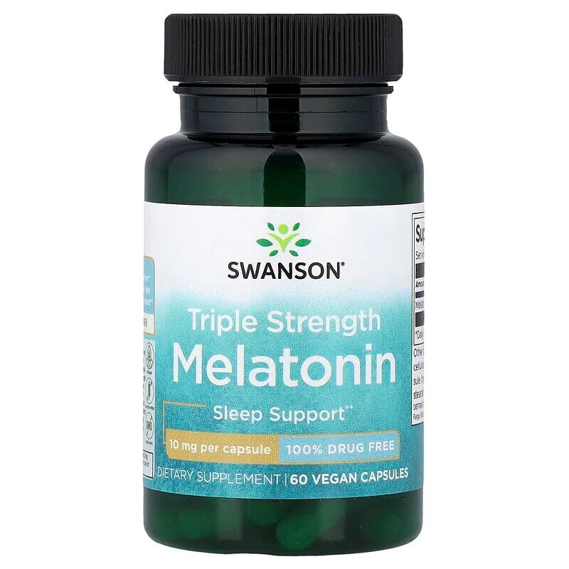 Мелатонин Swanson Melatonin 10 mg Triple Strength, 60 капсул