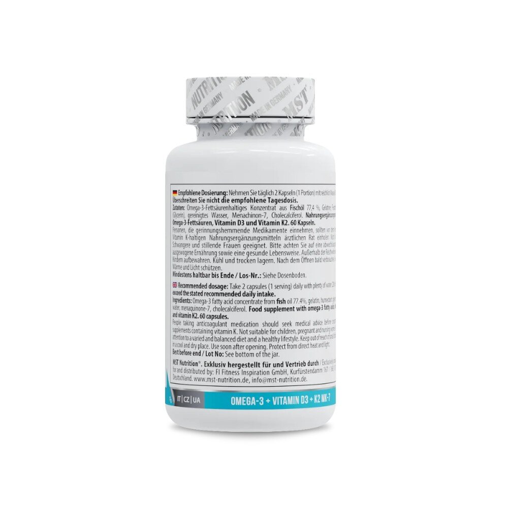 Жирні кислоти MST Nutrition Omega 3 Triglyceride D3 + K2, 60 капсул. Фото 3