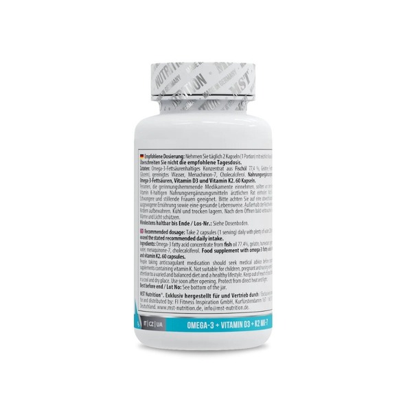 Жирні кислоти MST Nutrition Omega 3 Triglyceride D3 + K2, 60 капсул. Фото 3